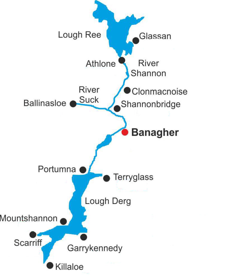 Lower Shannon Cruises Lough Derg Boat Hire Boat Trips   Banagher Map Lower Shannon 2 768x933 